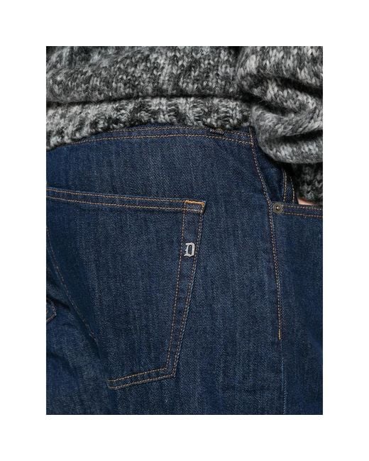 Dondup Blue Logo-Plaque Straight-Leg Jeans for men