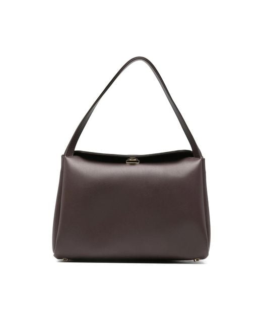 The Moire Brown Clasp-Fastening Shoulder Bag