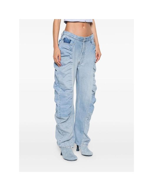 E.L.V. Denim Blue E. L.V. Denim Roan Ruffled-Panel Jeans