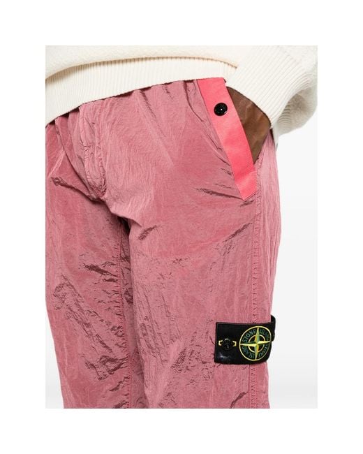 Stone Island Red Logo-Patch Track Pants for men