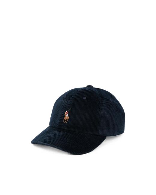 Ralph Lauren Blue Logo-Embroidered Corduroy Cap