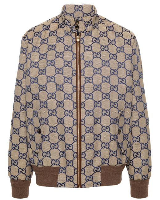 Gucci Gray Gg-Canvas Bomber Jacket for men