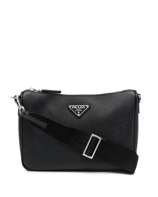 Prada Black Saffiano-Leather Crossbody Bag for men