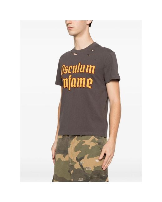 DAGGER Gray Distressed-Effect T-Shirt for men