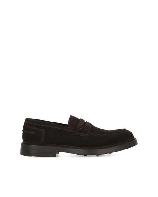 Doucal's Black Suede Blake-Stitched Loafers for men