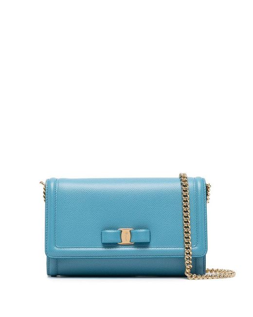 Ferragamo Leather Vara Bow Mini Bag in Blue - Lyst