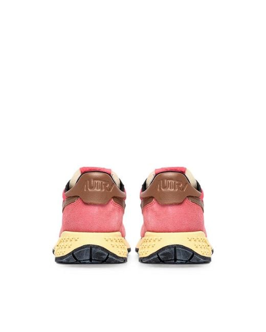 Autry Pink Reelwind Panelled Sneakers