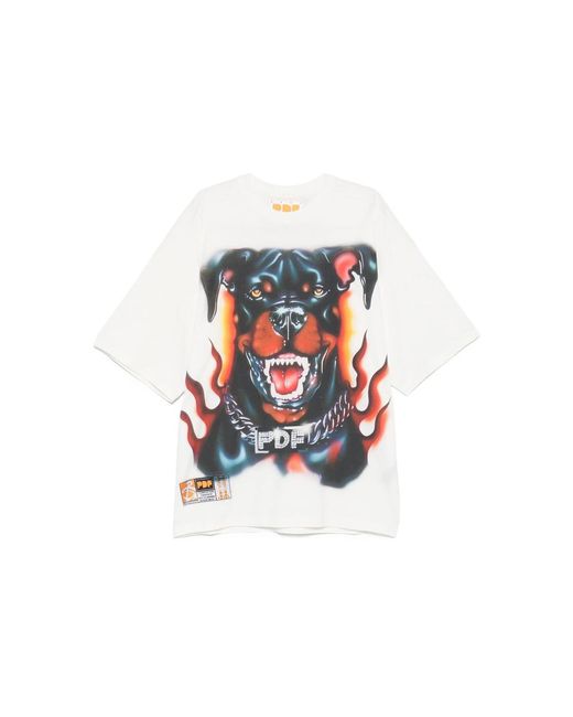 PDF White Graphic-Print T-Shirt for men