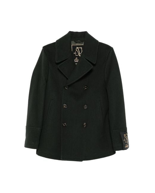 Sealup Black Buttoned Double-Breasted Peacoat for men