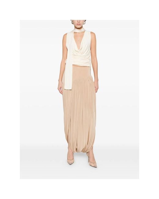 Ferragamo Natural Pleated Viscose Skirt