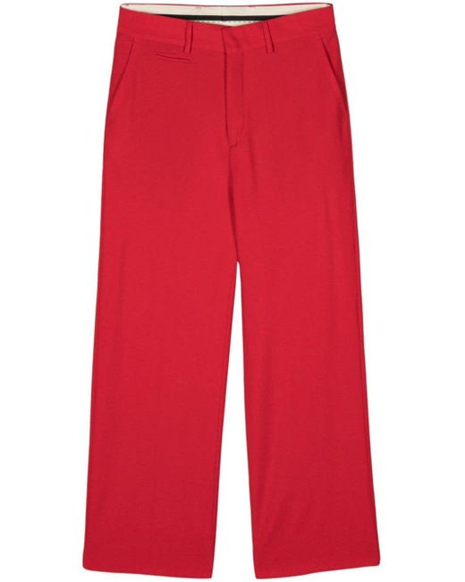 Canaku Red Straight-Leg Crepe Trousers for men