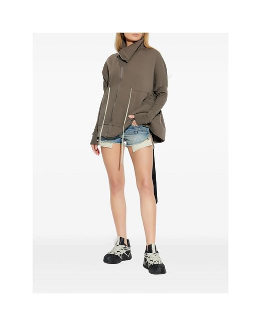 Rick Owens Brown Zip Cotton Sweater
