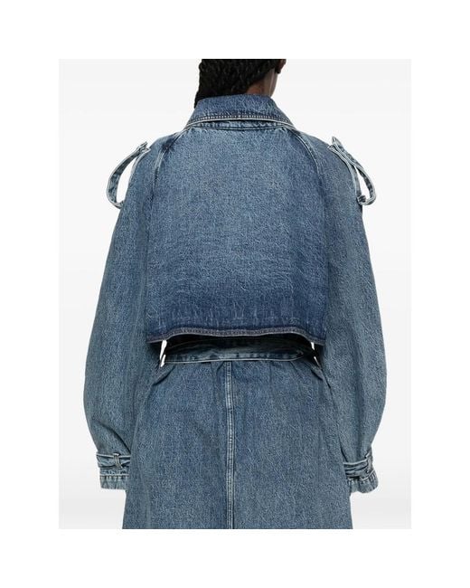 Anine Bing Blue Rickie Double-Breasted Belted Denim Coat