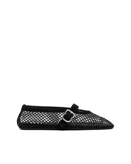 Alaïa Black Mesh Buckle Ballet Flats