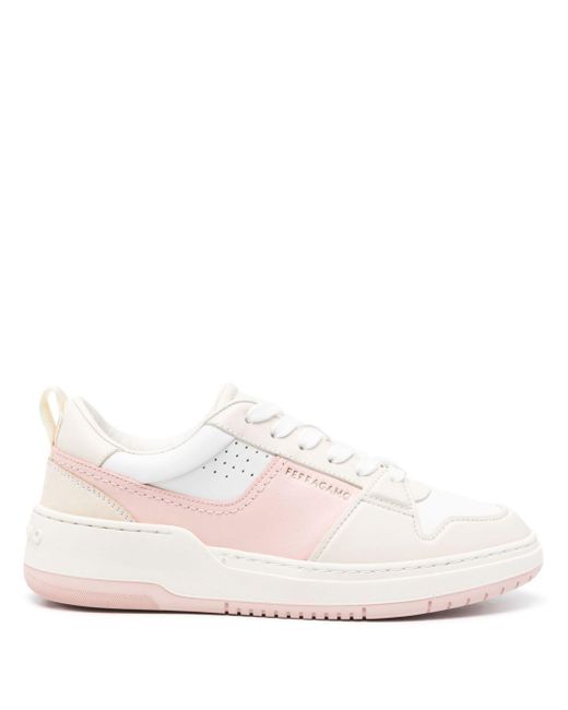 Ferragamo Pink Dennis Panelled Leather Sneakers