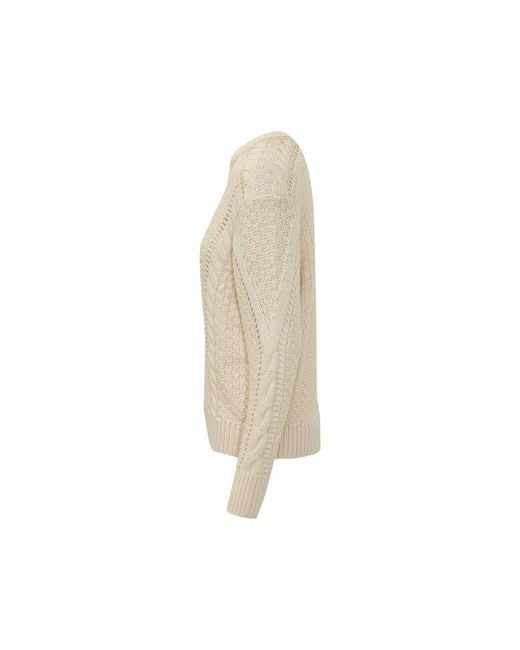Isabel Marant Natural Cable-Knit Pointelle-Trim Sweater