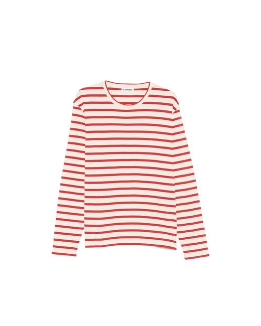Jil Sander Pink Striped-Pattern Long-Sleeve T-Shirt for men