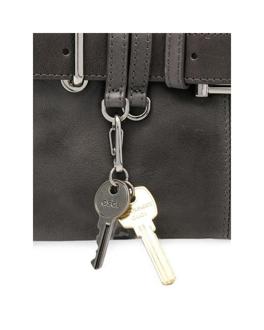 OSOI Gray Buckle-Detail Leather Tote Bag