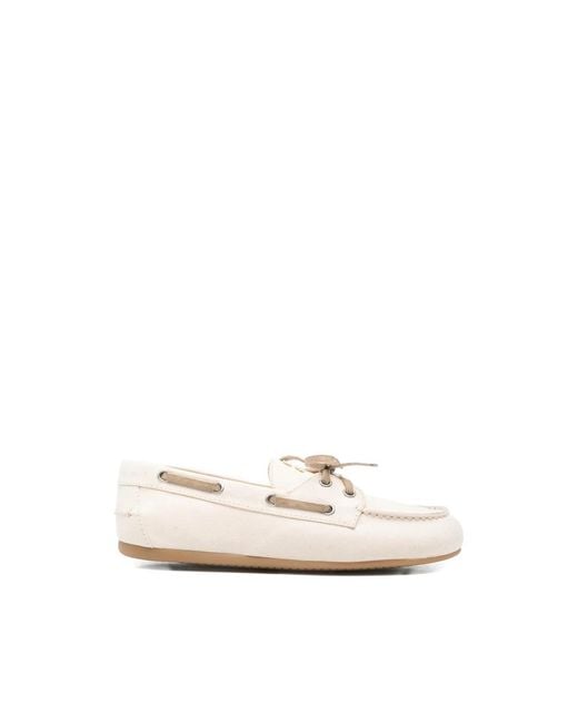 Miu Miu White Lace-Up Boat Shoes