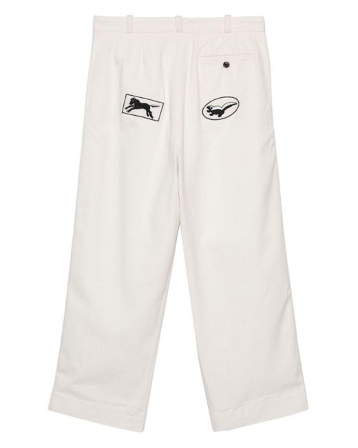 Bode White Skunk Tail Straight-Leg Trousers for men