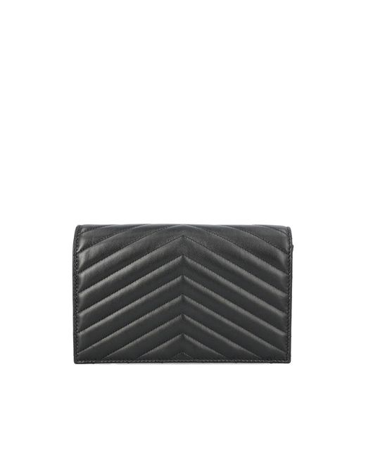 Saint Laurent Black Mini Cassandre Quilted Cross Body Bag