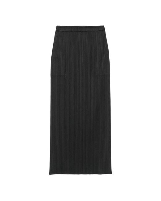Pleats Please Issey Miyake Black Pleated Midi Skirt