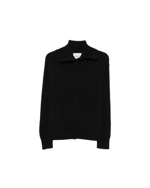 Lisa Yang Black Denie Button-Up Sailor-Collar Cardigan