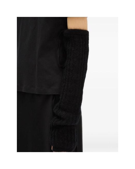 Ann Demeulemeester Black Mea Rib-Knit Gauntlets