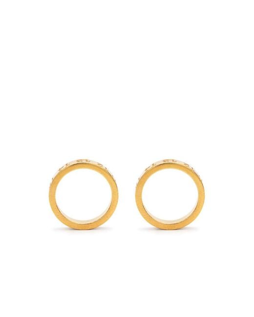 Maison Margiela Metallic Numerical Engraved Hoop Earrings for men