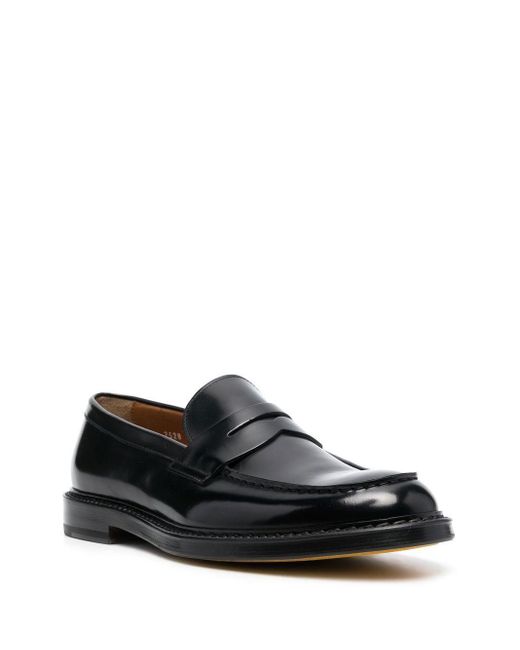 Doucal's Black Polished Leather Loafers for men