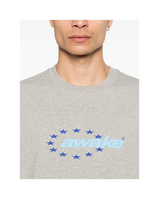 Awake Couture Gray Graphic-Print T-Shirt for men