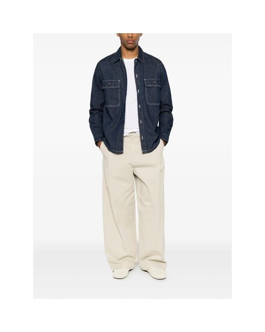 Samsøe & Samsøe Blue Patch-Pocket Shirt for men