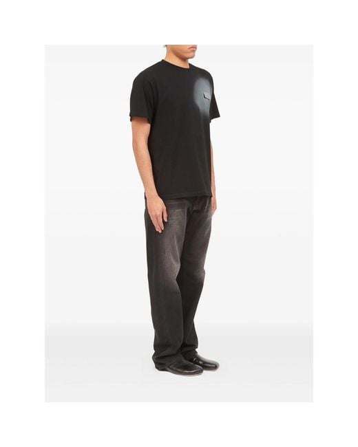 MM6 by Maison Margiela Black Round-Neck Plaque T-Shirt for men