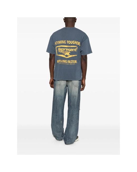 Represent Blue T-Shirt Chest Pocket for men