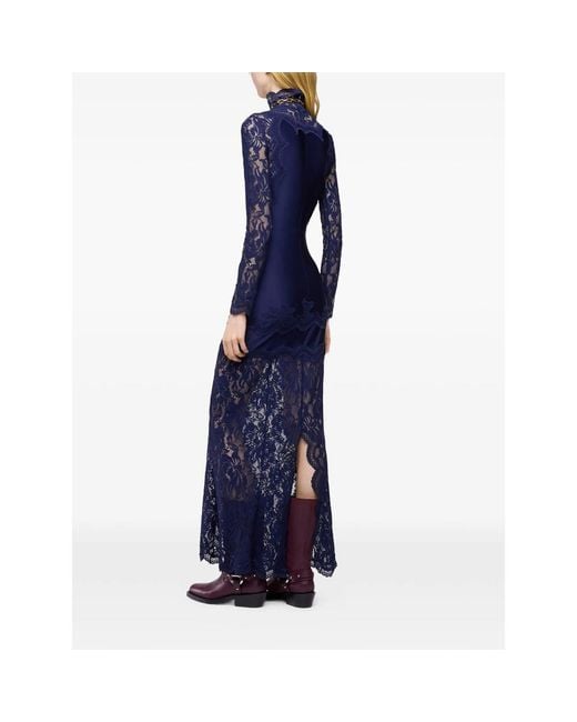 Rabanne Blue Long-Sleeved Lace Maxi Dress