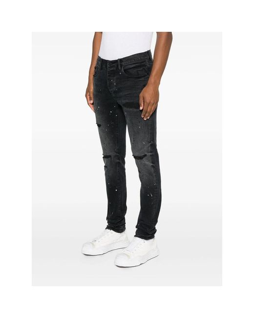 Purple Brand Black Distressed Splatter Denim for men