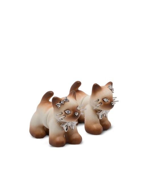 YVMIN Brown Split Kitten Crystal-Embellished Earrings