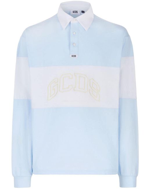 Gcds Blue Logo-Embroidered Cotton Polo Shirt for men