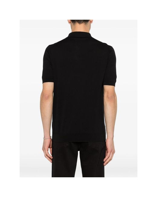 Fedeli Black Buttoned Polo Shirt for men