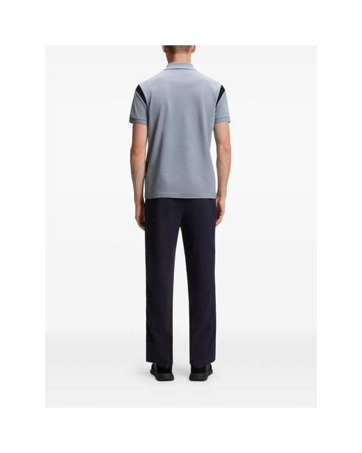 Boss Blue Paddy Contrast-Panel Polo Shirt for men