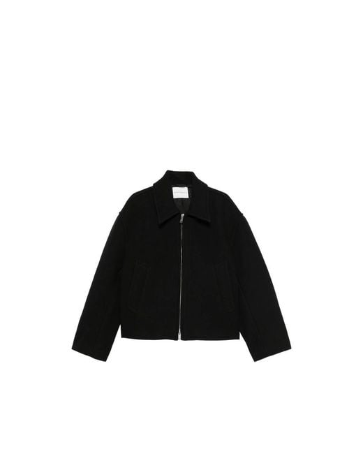 Studio Nicholson Black Zip-Up Spread-Collar Shirt Jacket for men