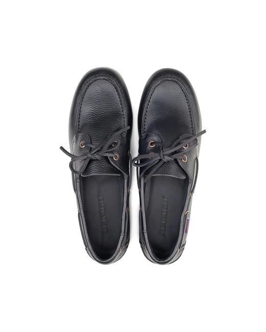 Sebago Blue Owen Tumbled Eyelet Lace-Up Loafers for men