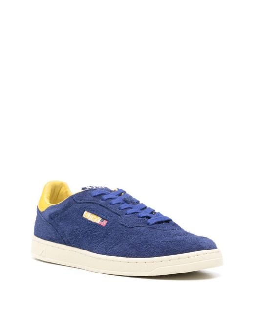 Autry Blue Medalist Flat Sneakers In Lanzuli And Dandelion Suede for men