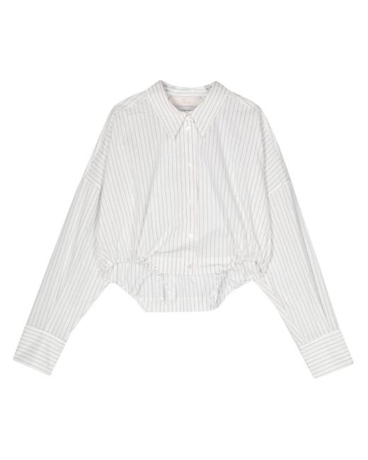 Tela White Pinstripe Cropped Shirt