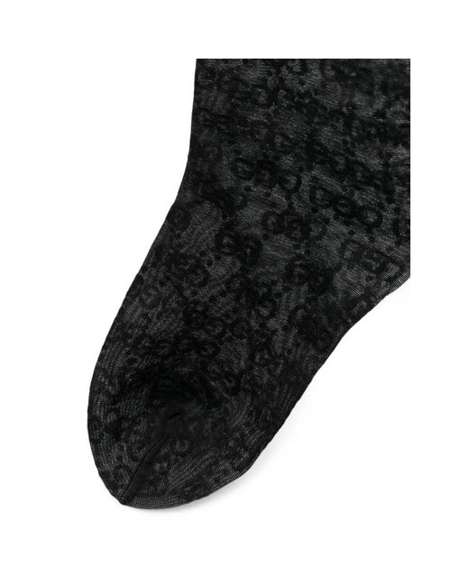 Gucci Black Monogram-Pattern Tights