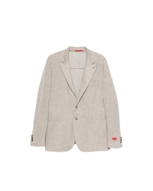 Isaia Gray Houndstooth-Pattern Blazer for men