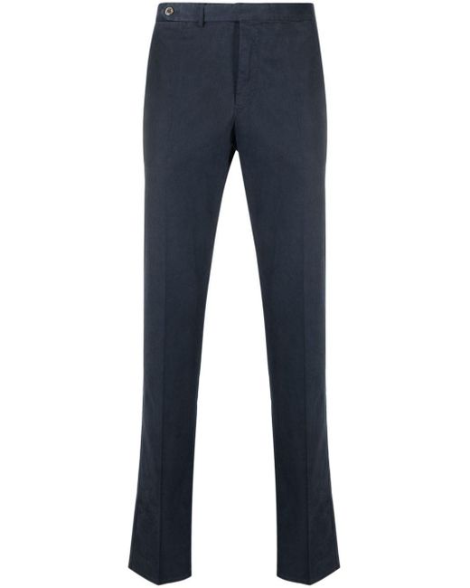 PT Torino Blue Slim-Cut Modal Blend Chino Trousers for men