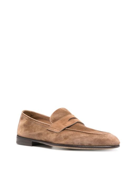 Brunello Cucinelli Brown Penny-Strap Suede Loafers for men