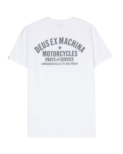 Deus Ex Machina White Logo-Print Cotton T-Shirt for men