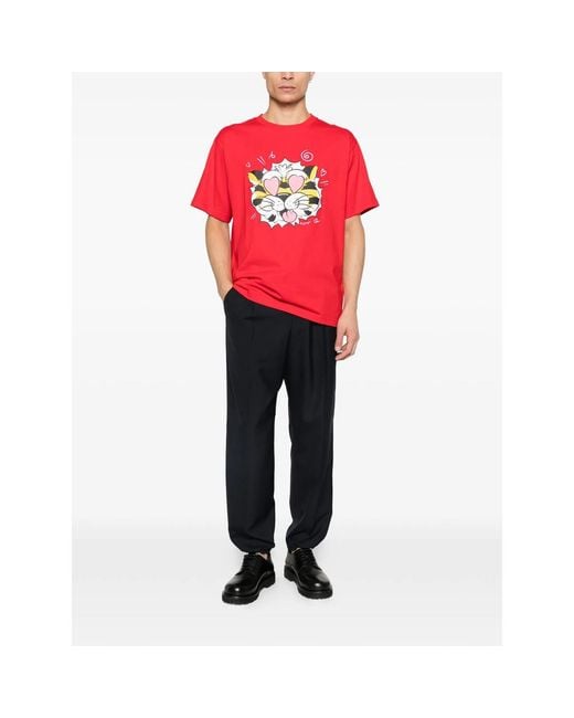 KENZO Red Graphic-Print T-Shirt for men